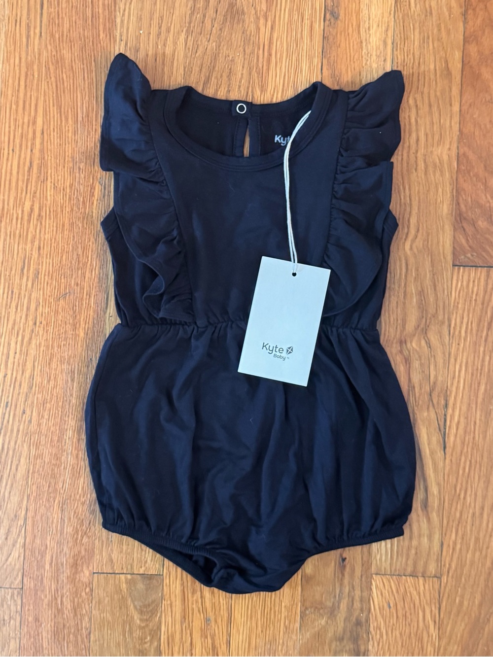 Kyte BABY Black Ruffle Bubble Romper